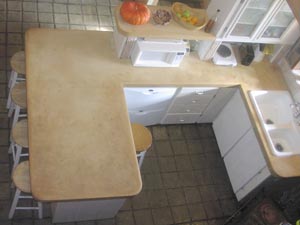 Concrete countertops with fly ash.
