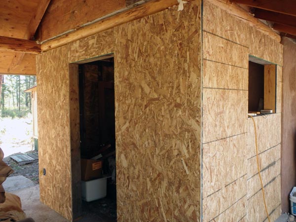 Walls covered with OSB.