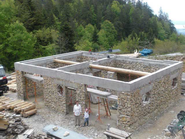 Rawcliffe House: floor joist supporting beam in place.