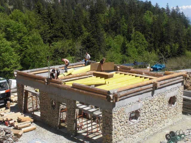 Rawcliffe House: Floor joists and logs.