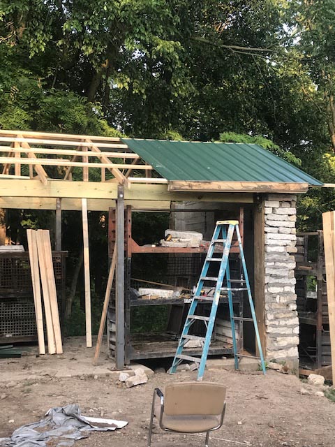 Constructing the roof.