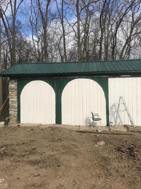 Arches were painted on to match the color of the roof.
