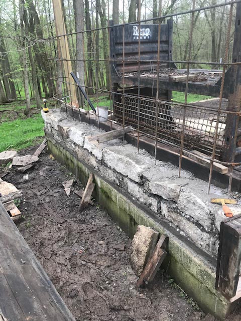 The base of the wall after removing the slipforms.