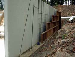 Rehl House: Backwall forms with insulated wall panel backing.