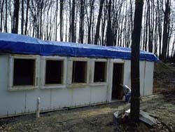 Rehl House: First floor tarped for winter.