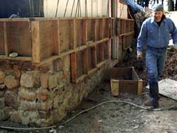 Rehl House: First slipform stone work.