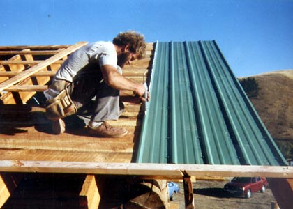 Steel Roofing on Skip Sheathing.