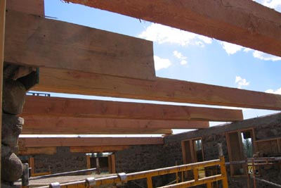 Rough cut beams for second story.
