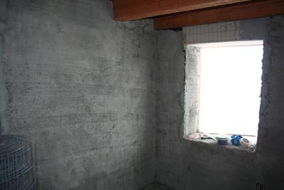 Plaster and lime on interior walls.