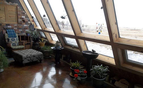 Looking out the front windows.