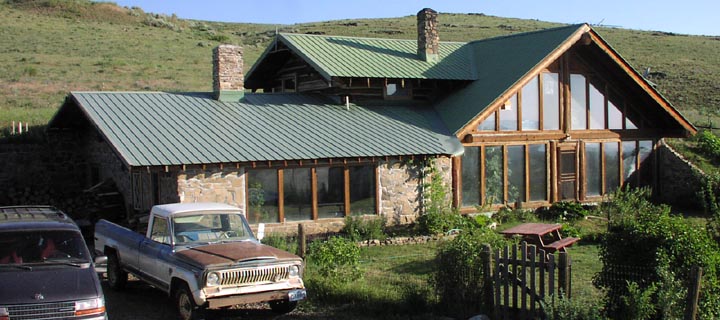 Slipform Stone and Log Home: Pony, MT