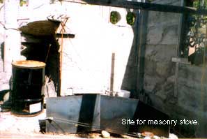 Masonry stove site.