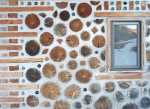 Wall of a cordwood home.