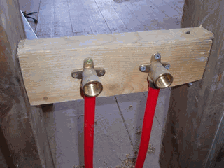 Plumbing stub: rough-in plumbing.
