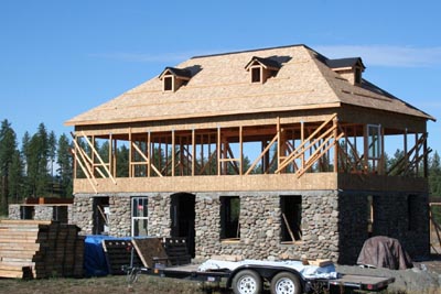 Second story framed for strawbale.