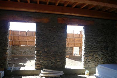 Interior view of stone home.