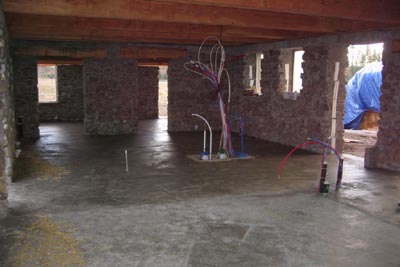 Concrete slab floor freshly poured.