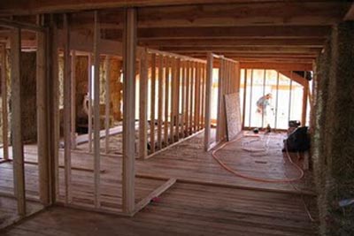 Interior frame walls on second floor.